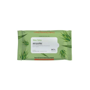 دستمال مرطوب پاک‌کننده ضدباکتری دست و صورت آلوئه‌ورا 10 برگ بیول