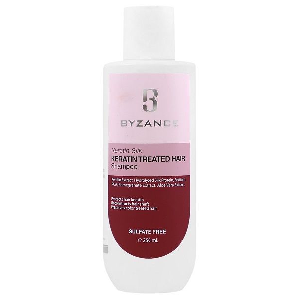 شامپو بدون سولفات بیزانس مخصوص موهای کراتینه شده مدل کراتین سیلک حجم 250 میل