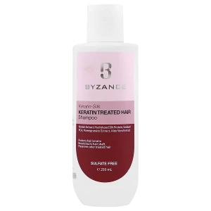 شامپو بدون سولفات بیزانس مخصوص موهای کراتینه شده مدل کراتین سیلک حجم 250 میل