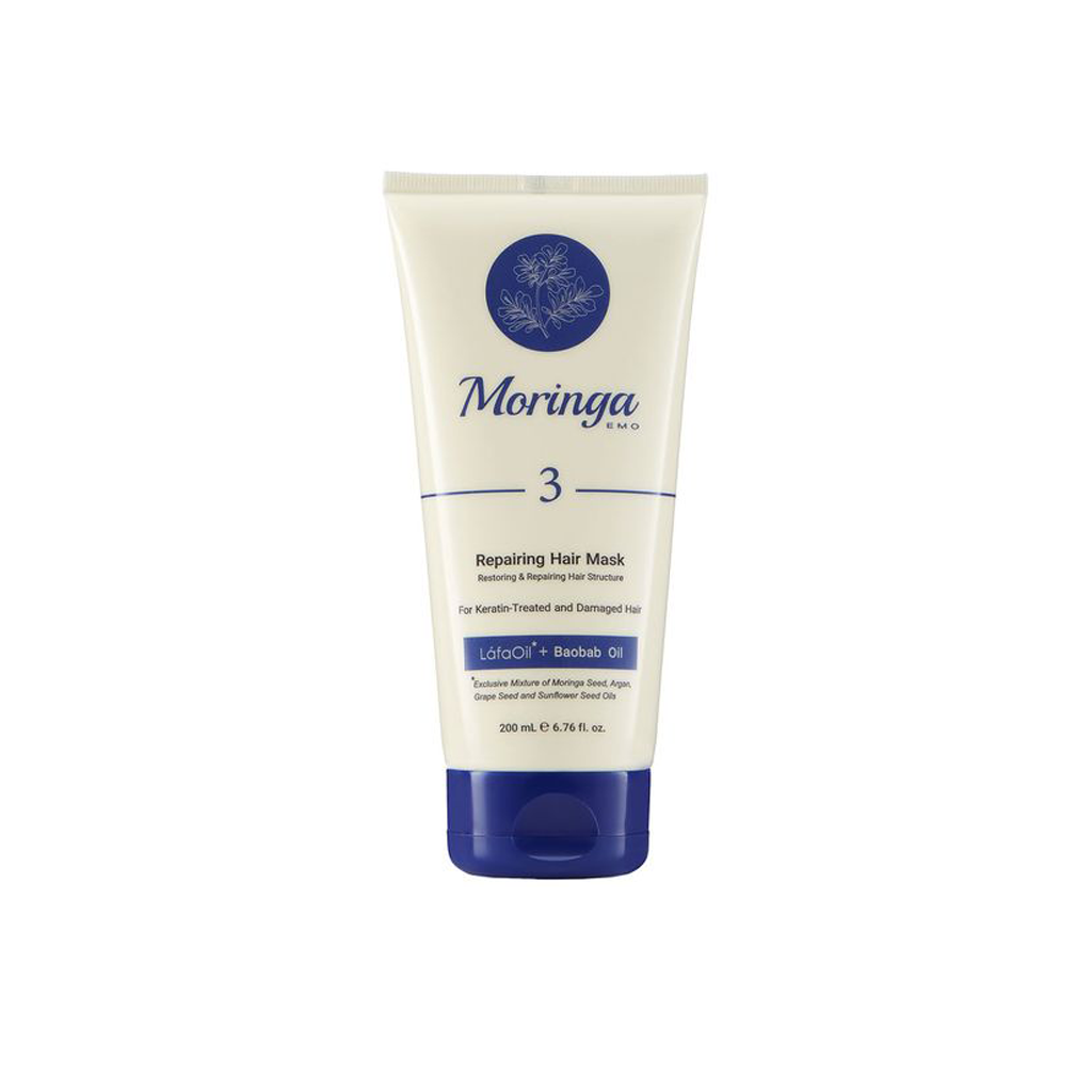 Repairing-hair-mask-3-for-for-keratin-treated &amp;-damaged-hair-200-ml-MORINGA-EMO