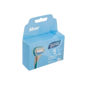 تیغ یدک زنانه 5لبه مدل گلوریا سیلور 4عددی