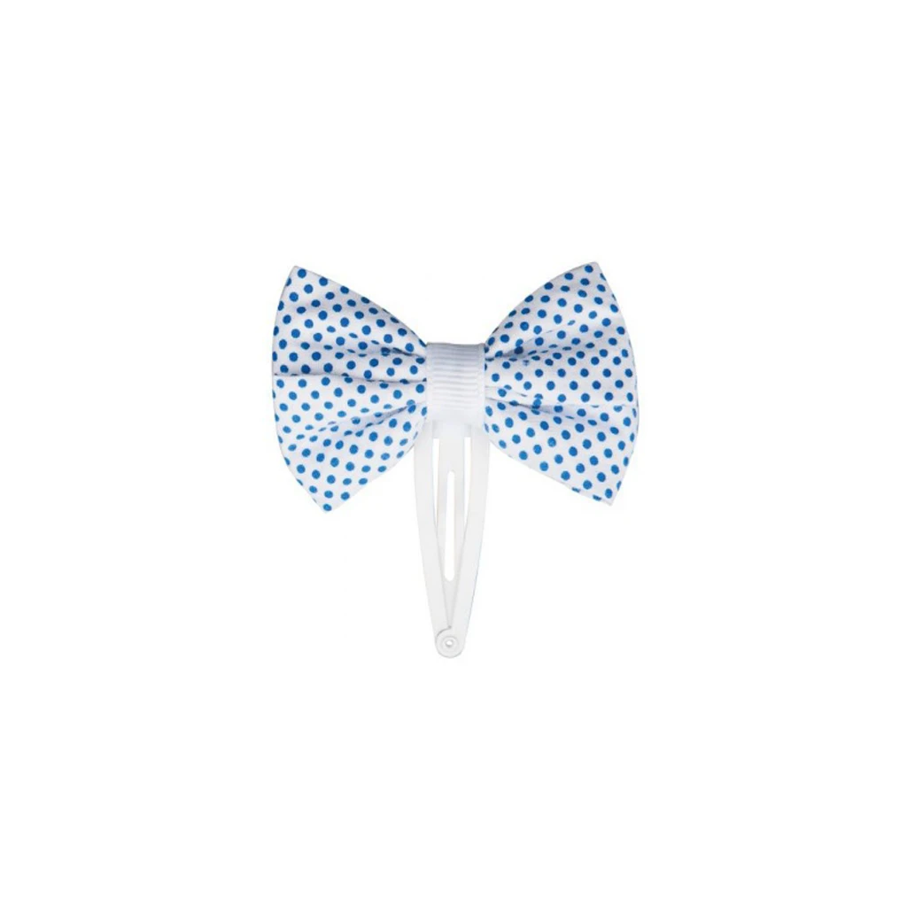 TITANIA-BOW-ON-CONTOUR-CLIP-WHITE-WITH-BLUE-POINTS-2-PCS-ART-NR-7911