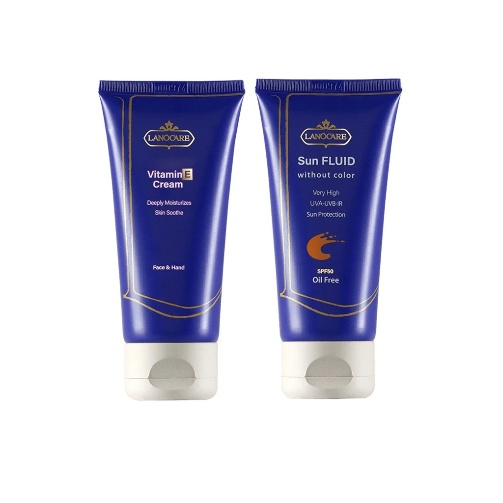 Fluid-sunscreen-pack-and-vitamin-E-cream-LANOCARE