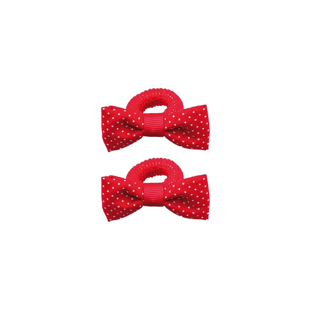 TITANIA-BOW-ON-TERRY-PONY-HOLDER RED-WITH-WHITE-POINTS-2-PCS-ART-NR-7903