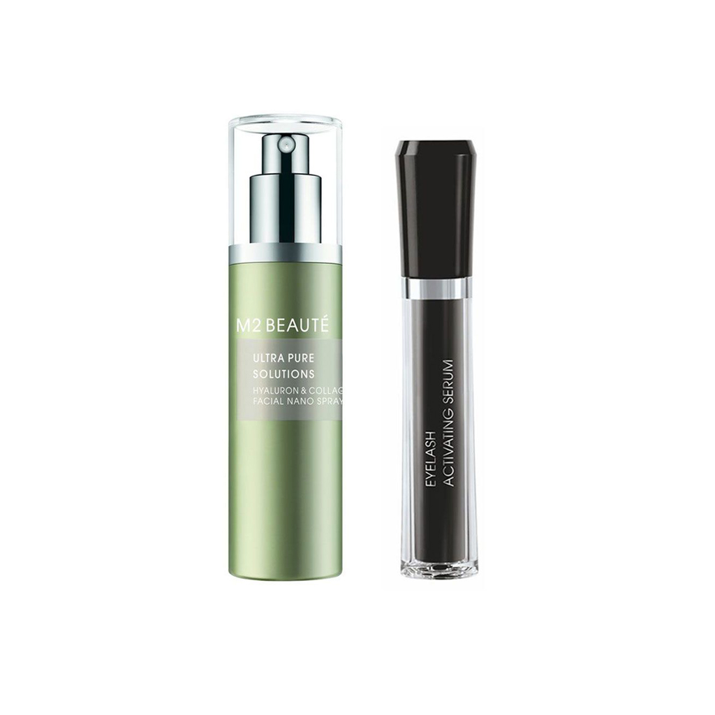 HYALURON &amp;-COLLAGEN-FACIAL-NANO-SPRAY &amp;-EYELASH-ACTIVATING-SERUM-M2-BEAUTE
