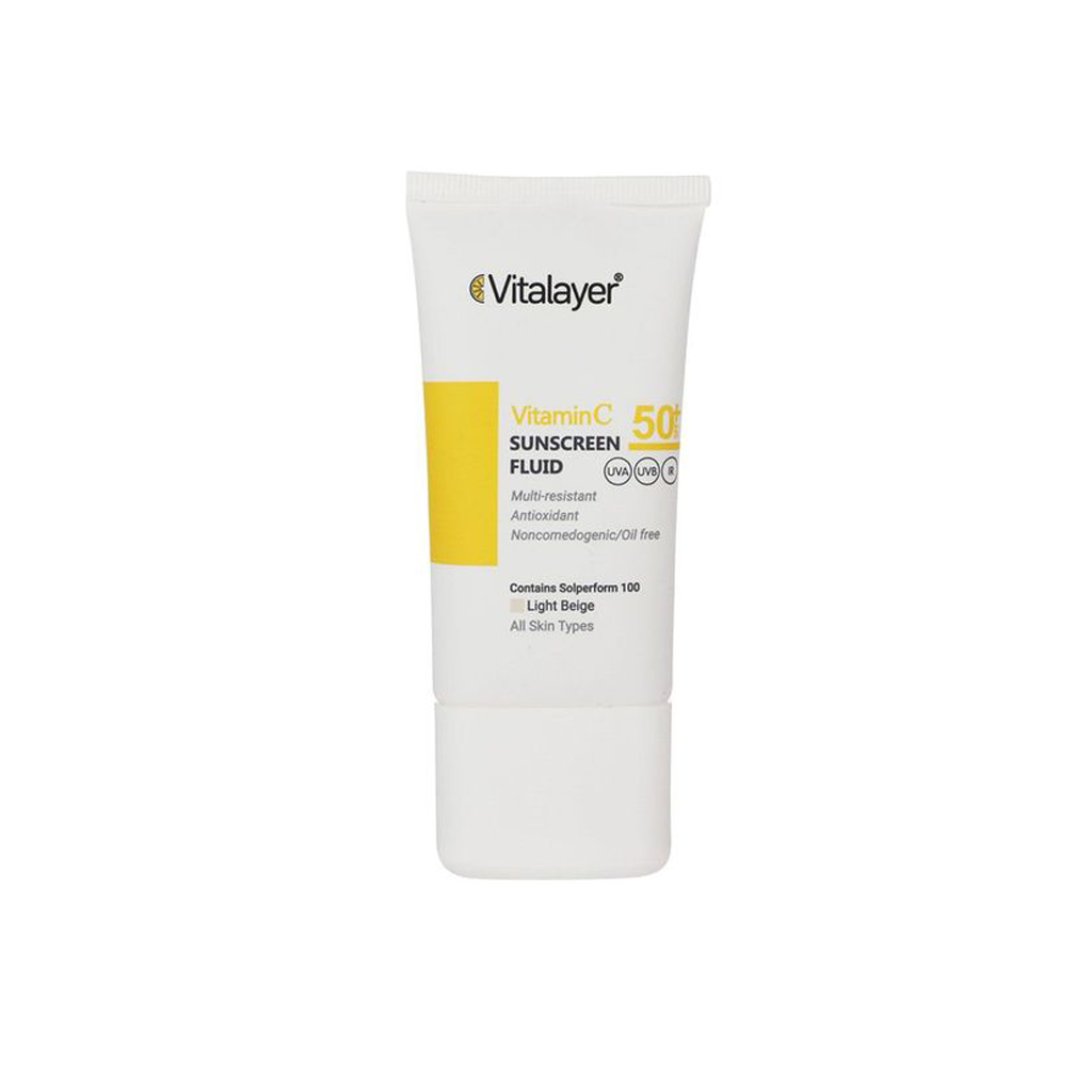 Light Beige-Sunscreen-Fluid +SPF50-Vitamin-C-VITALAYER