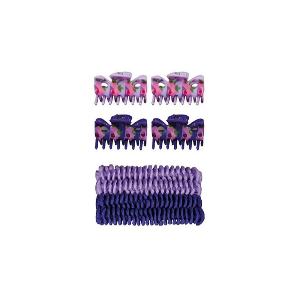 TITANIA -SECTION-CLIPS-4-PCS-AND-HAIR-RIBBONS-WITH-METAL-4-PCS-PURPLE-LILAC-ART-NR-8008