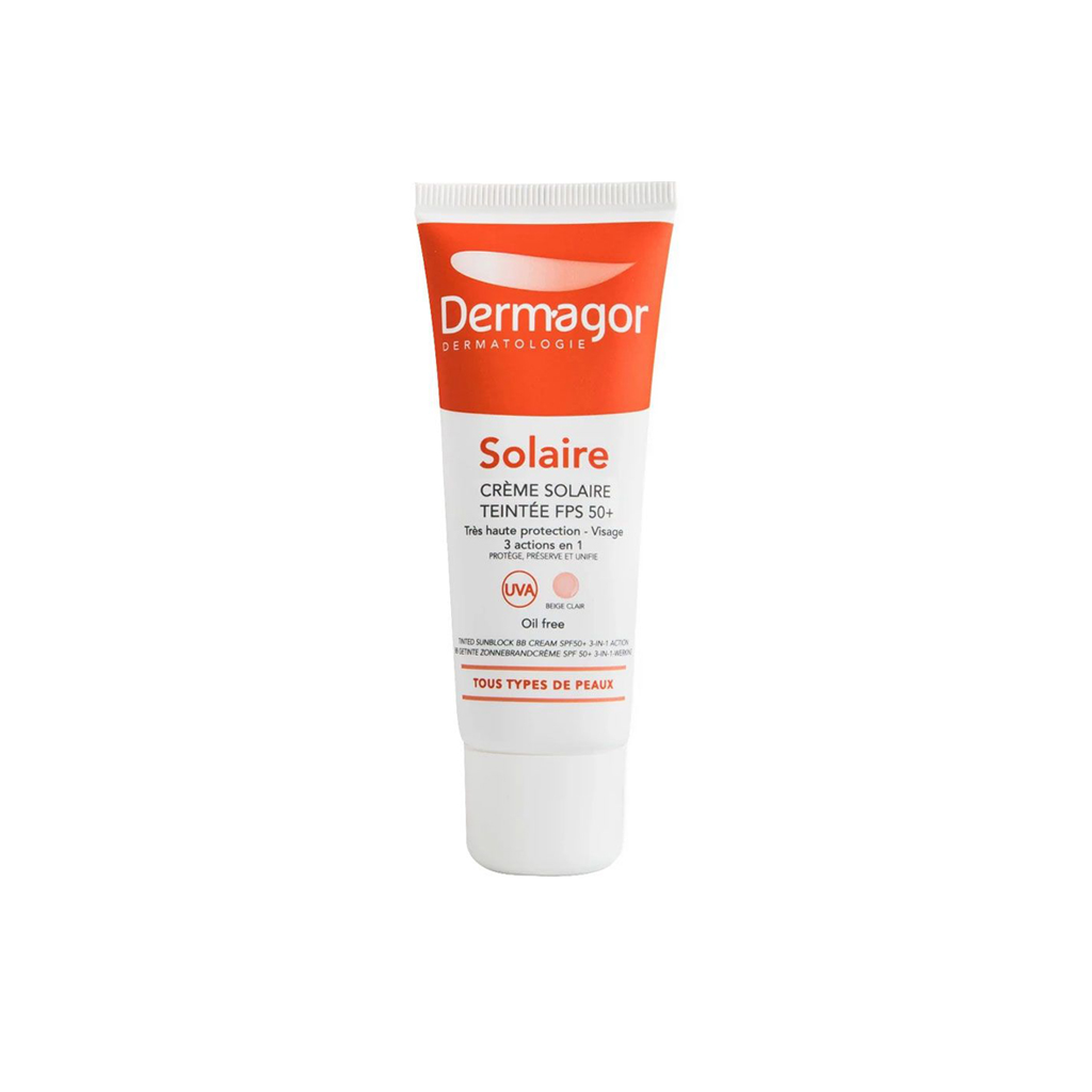 TINTED-SUNBLOCK-CREAM-SPF50+ 3X1-ACTION-OIL-FREE-40ML-DERMAGOR