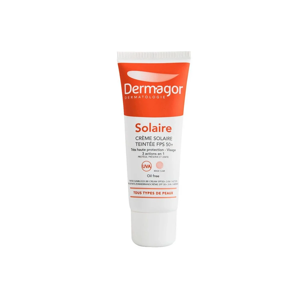 TINTED-SUNBLOCK-CREAM-SPF50+ 3X1-ACTION-OIL-FREE-40ML-DERMAGOR