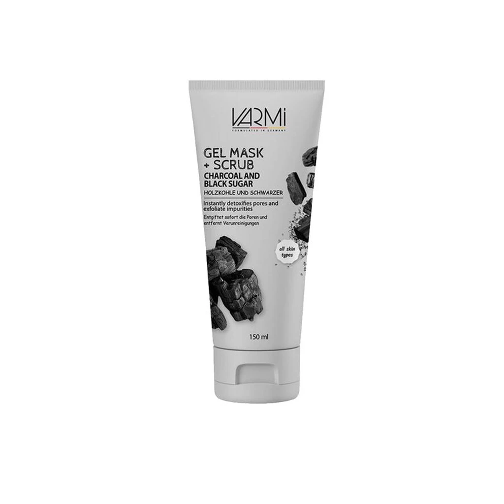 Gel-Mask-&amp;-Scrub-Charcoal-and-Black-Sugar-150ml-VARMI