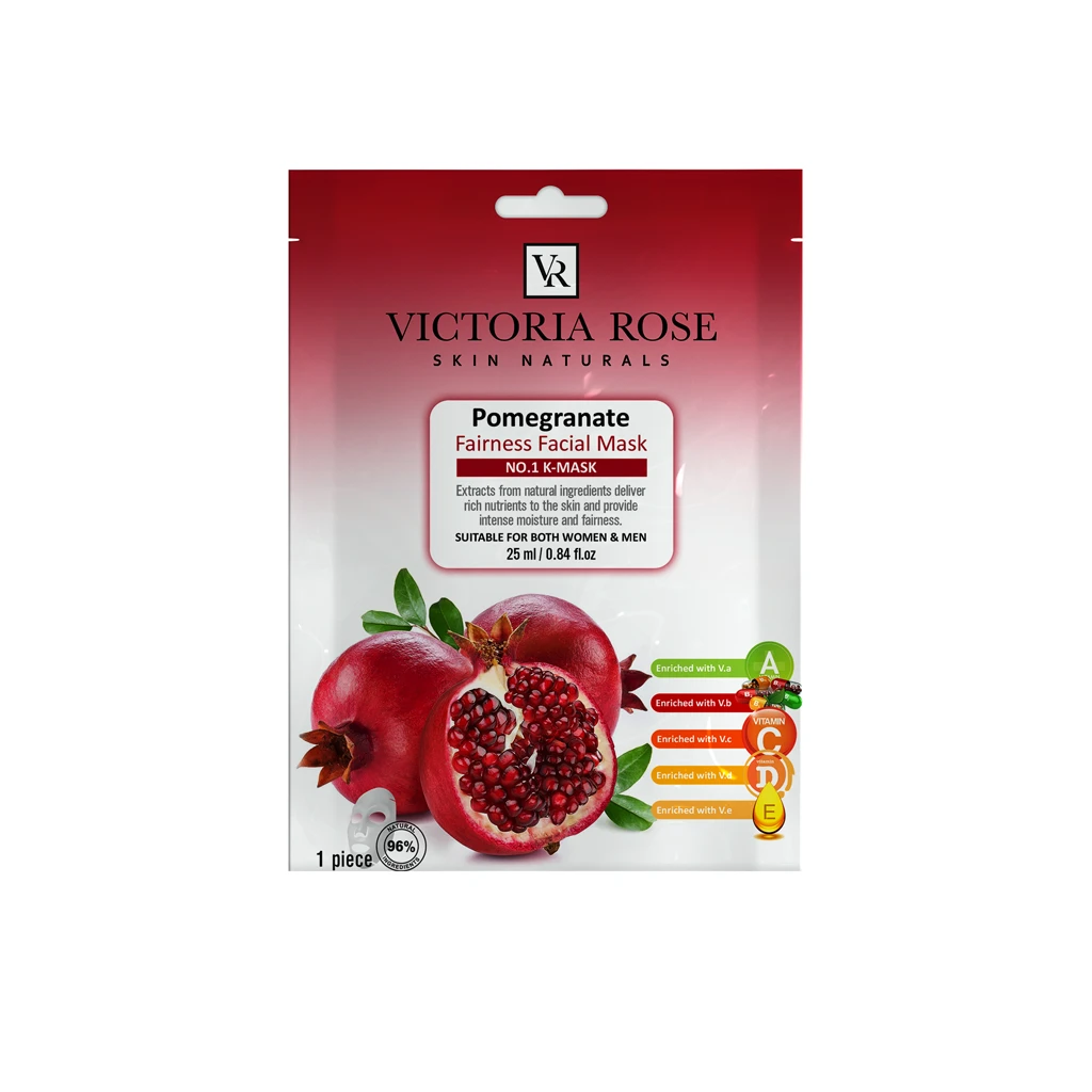 Victoria Rose sheet face mask Pomegranate model